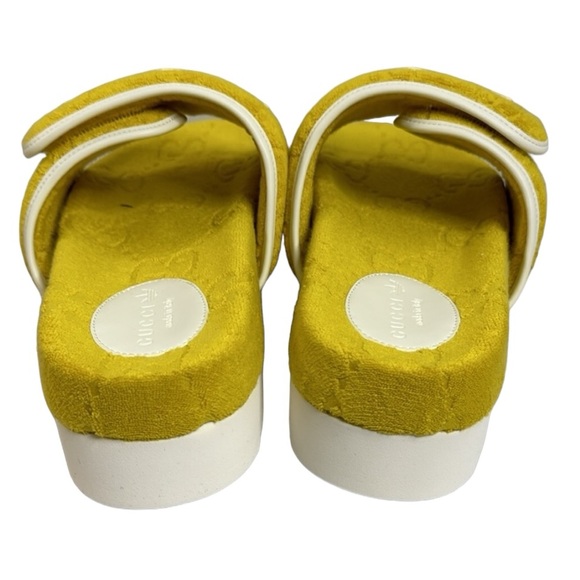 GUCCI NWT YELLOW WHITE MEN’S ADIDAS SLIDES SANDALS SIZE 10 MADE IN ITALY - Picture 6 of 9